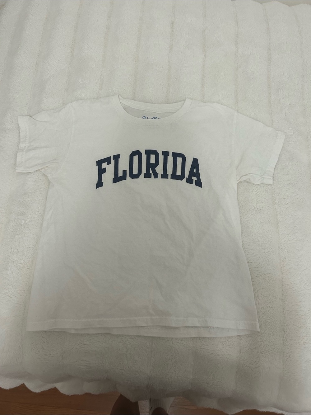 Brandy Melville White Tee with Navy "FLORIDA" Graphic